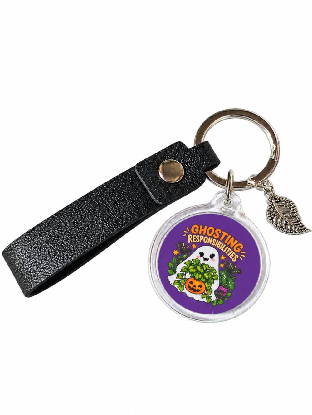 Ghosting Responsibilities Halloween Keychain with Removable Strap